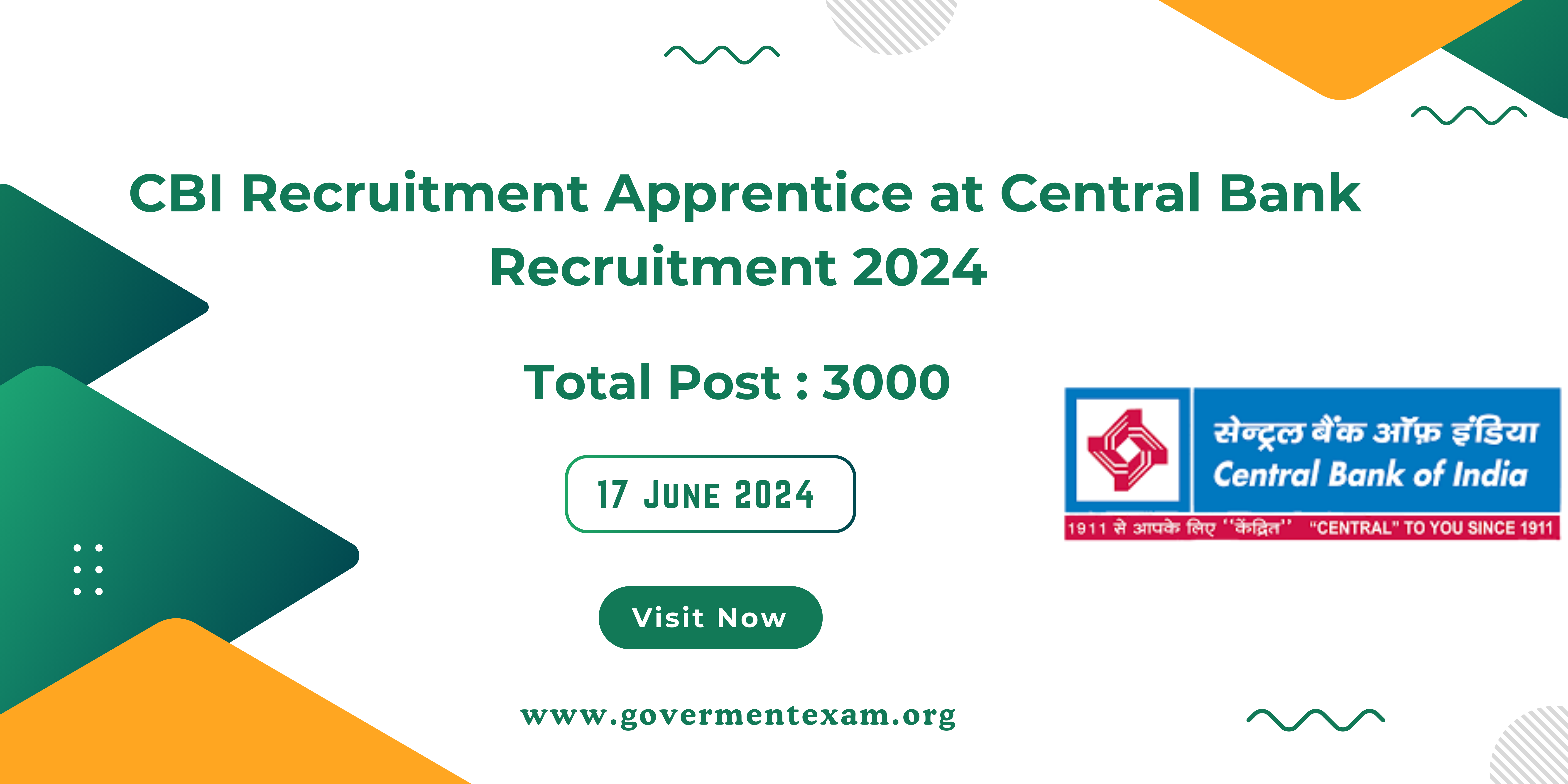 Apply Now for CBI Recruitment Apprentice at Central Bank 2024 (3000 Posts)